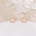 wholesale 925 Sterling Silver Rose Gold Plated Pig Stud Earrings for Women and Girls-0-2