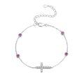 wholesale 925 Sterling Silver Platinum Plated Rose Quartz Sideways Cross Bracelet For Women-0-0