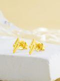 wholesale 14k Yellow Gold Lightning Bolt Stud Earrings For Women-0-5