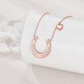 wholesale Rose Gold 925 Sterling Silver Opal Horse Shoe Heart Pendant Necklace Anniversary Birthday Christmas Gifts for Her-0-2