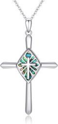 wholesale 925 Sterling Silver Abalone Shell & Malachite Stone Inlay Cross Pendant Necklaces for Women and Girls s 48cm Chain Length-0-0