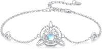 wholesale 925 Sterling Silver Moonstone Triquetra Trinity Knot Charm Bracelet-B-Celtic