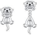 wholesale 925 Sterling Silver Cute Otter Stud Hoop Earrings for Women Girls  3D Cartoon Design Minimalist Fashion Accessory Lightweight Hypoallergenic Safe Nickel Free-0-0