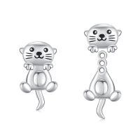wholesale 925 Sterling Silver Cute Otter Charm Pendant For Bracelets Necklaces Jewelry Making-Otter Stud Earrings Sliver 2
