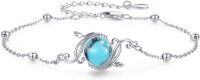 wholesale 925 Sterling Silver Blue Stone Flower Vine Anklet with Beads and Clasp for Women-01-Vine (1-Turquoise )