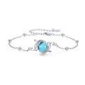 wholesale 925 Sterling Silver Turquoise Bracelet Wholesale With Elegant Scroll Design And Adjustable Chain-0-0