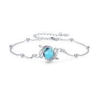 wholesale 925 Sterling Silver Turquoise Bracelet Wholesale With Elegant Scroll Design And Adjustable Chain-01-Vine (1-Turquoise )