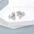 wholesale 925 Sterling Silver Blue Opal Whale Stud Earrings for Women Girls Gifts Jewelry Accessories 3D Cartoon Style Minimalist Design Hypoallergenic Safe Nickel Free-0-3