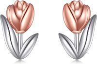 wholesale TOUPOP Tulips Earrings For Women 925 Sterling Silver Flower Tulips Stud Earrings Flower Jewelry Turlips Gifts Christmas Xmas Birthday Gifts For Her Women Mom Grandma -undefined