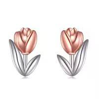 TOUPOP Sterling Silver Tulips Flower Stud Earrings For Women Gifts-undefined