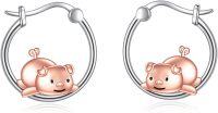wholesale 925 Sterling Silver Pig Hoop Earrings for Sensitive Ears-Pig Earrings Hoop
