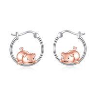 wholesale 925 Sterling Silver Pig Hoop Earrings for Sensitive Ears-Pig Earrings Hoop