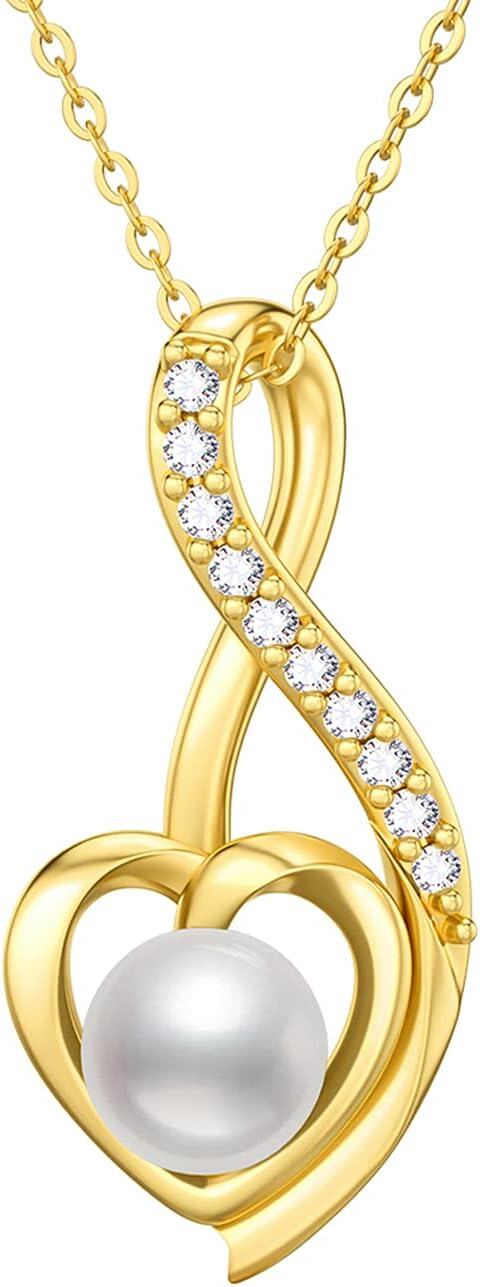14K Gold Moissanite Freshwater Pearl Pendant Necklace for Women 16 18 -14K Gold Necklace