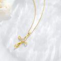 wholesale 14K Gold & Synthetic Moissanite Tiny Cross Pendant Necklace - 12.5x18mm, 1.8g, 16 Chain - Gift for Women-0-3