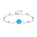 wholesale 925 Sterling Silver Blue Fire Opal Beaded Chain Bracelet for Women s-0-0