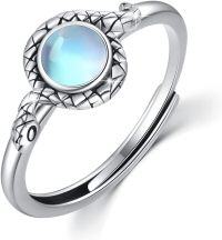 wholesale 925 Sterling Silver Blue Moonstone Snake Design Adjustable Ring for Women Gifts-A