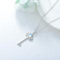 wholesale 925 Sterling Silver Lotus Flower Moonstone & Topaz Key Pendant Necklaces for Women Gifts-0-3
