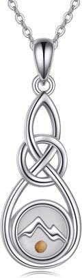 wholesale 925 Sterling Silver Mountain & Mustard Seed Celtic Knot Infinity Pendant Necklace-0-0