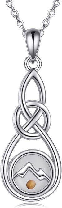 wholesale 925 Sterling Silver Mountain & Mustard Seed Celtic Knot Infinity Pendant Necklace-Mountain