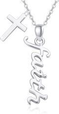 wholesale 925 Sterling Silver Faith Script Cross Pendant Necklace for Women-0-0