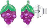 wholesale 925 Sterling Silver Purple Grapes Fruit Stud Earrings-Grape