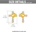 wholesale 14K Gold CZ Heart Cross Stud Earrings for Women - Religious Confirmation Gift-0-3
