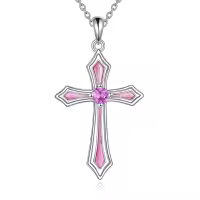wholesale 925 Sterling Silver 5A CZ Birthstone Necklace for Women Men-J.Pink-October-Tourmaline