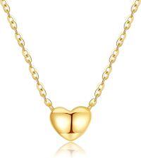 wholesale 14K Solid Gold Heart Pendant Necklace 6mm for Women, Hypoallergenic Gift for Her, 16+2 Chain-Yellow Gold