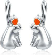 wholesale 925 Sterling Silver Dinosaur Stud Hoop Earrings with Orange Stone and Crown Design-Capybara