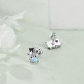 wholesale 925 Sterling Silver Hypoallergenic Blue Crystal Cow Stud Earrings for Girls and Teenagers-0-3