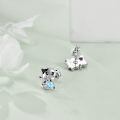 wholesale 925 Sterling Silver Hypoallergenic Blue Crystal Cow Stud Earrings for Girls and Teenagers-0-3
