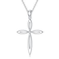 wholesale 925 Sterling Silver Leaf Design Pendant with Cubic Zirconia and Chain for Women-Type 3