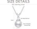 wholesale 925 Sterling Silver Round Freshwater Pearl and Cubic Zirconia Pendant Necklace for Women-0-4