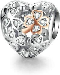 wholesale 925 Sterling Silver Clover Heart Charm Beads for Women DIY Jewelry Bracelet Necklace Gifts-11-four clover charm