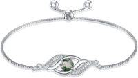 wholesale Sterling Silver Birthstone Dainty Infinity Bracelet for Women-Moss Agate