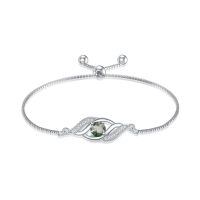 wholesale 925 Sterling Silver Birthstone Dainty Infinity Bracelet for Women-Moss Agate