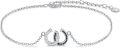 wholesale 925 Sterling Silver Horseshoe Black & White CZ Adjustable Ankle Anklet-0-0