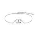 wholesale 925 Sterling Silver Double Horseshoe Anklet White Gold Plated Black White Cz Crystal-0-0