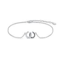 wholesale 925 Sterling Silver Two-tone Pave Hoop Pendant Necklace-Horseshoe