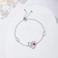 wholesale 925 Sterling Silver & 5A Zircon Heart Stethoscope Birthstone Bracelet - Adjustable Chain-0-1
