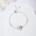 wholesale 925 Sterling Silver & 5A Zircon Heart Stethoscope Birthstone Bracelet - Adjustable Chain-0-1