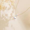wholesale 14k White Heart Shape Cz Lab Diamond Pendant Necklace With Round Pearl-0-2