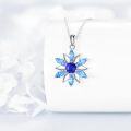 wholesale 925 Sterling Silver Blue Crystal Snowflake Pendant Necklace - Winter  for Women-0-1