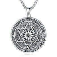 wholesale Viking Necklace For Men 925 Sterling Silver Viking Wolf/thors Hammer/vegvisir/tree Of Life/compass Pendant Norse Necklace Amulet Talisman Christmas Gifts For Him Her -style_name:D-Seal of Solomon Necklace-B