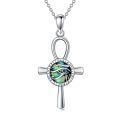 wholesale 925 Sterling Silver Abalone Shell Eye Of Horus Scarab Cross Pendant Necklace-0-0