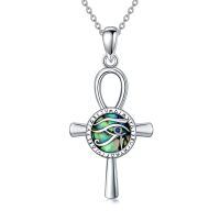 wholesale 925 Sterling Silver Abalone Shell Eye Of Horus Scarab Cross Pendant Necklace-Ankh Eye of Horus