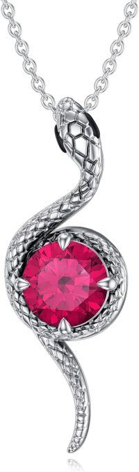 wholesale Metal Stone Snake Birthstone Pendant Necklace for Women-July