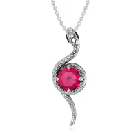 wholesale Metal Stone Snake Birthstone Pendant Necklace for Women-July