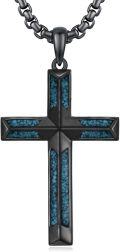 wholesale 925 Sterling Silver Cross Pendant with Turquoise Inlay Necklace for Men Women s (with Gift Box)-0-0