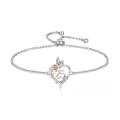 TOUPOP Sterling Silver & Crystal Heart Butterfly Bracelet Gifts for Women-0-0